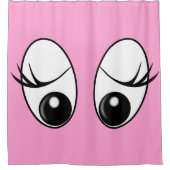 Roze douchetgordijn met afspeelbare ogen - Uw kleu Douchegordijn (Voorkant)