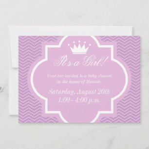 Roze doucheuitnodigingen voor baby's met prinseskr kaart