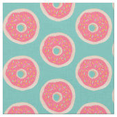 Roze Doughnut met Sprinkles Pattern op Aqua Blue Stof (Close Up)