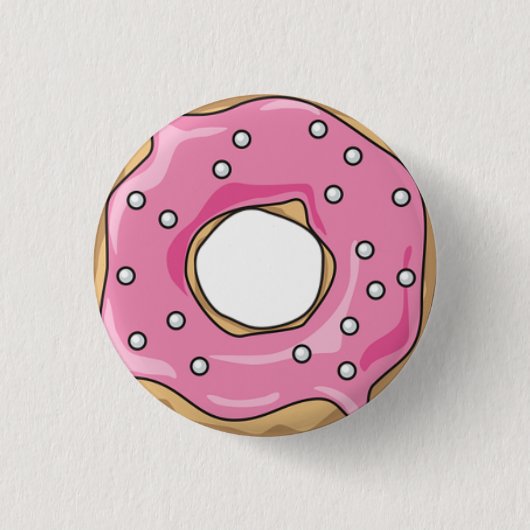 Roze Doughnut Ronde Button 3,2 Cm (Voorkant)