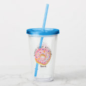 Roze Doughnut Sprinkles Fun Quote Cute Add Name Acryl Drinkbeker (Achterkant)