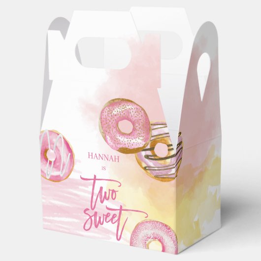 Roze Doughnut Two Sweet 2de verjaardag Bedankdoosjes (Geopend)