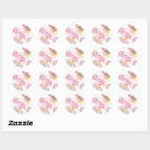 Roze Doughnut Two Sweet 2de verjaardag Ronde Sticker (Vel)