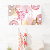 Roze Doughnut Two Sweet 2de verjaardag Spandoek (Insitu)
