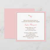 Roze Dove Baptism/Christening Uitnodiging (Voorkant / Achterkant)