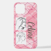 Roze draad schermende achtergrond/bewerkbare foto' iPhone hoesje (Achterkant)