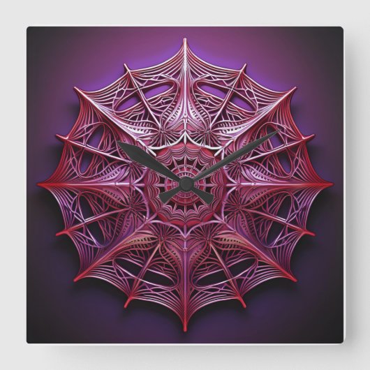 Roze draadframe Mandelbrot Vierkante Klok (Voorkant)