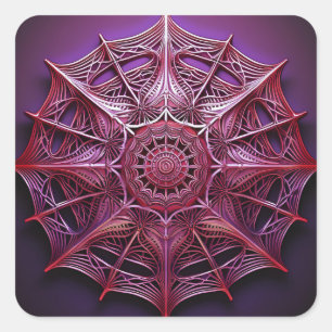 Roze draadframe Mandelbrot Vierkante Sticker
