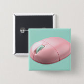 Roze draadloze computermuis vierkante button 5,1 cm (Voorkant /achterkant)
