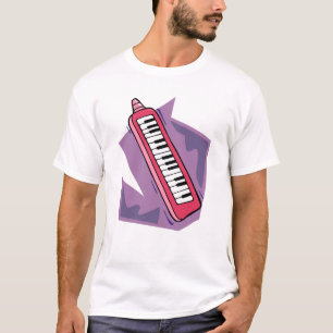 Roze, draagbare 80s-toetsenbordpianokaart t-shirt