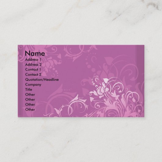 roze draai floreel ontwerp visitekaartje (Voorkant)