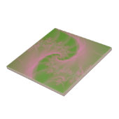 Roze Draai op groene tegel Tegeltje (Zijkant)