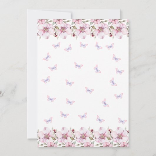 Roze draaien van een onze kleine vlinder 1e verjaa kaart (Achterkant)