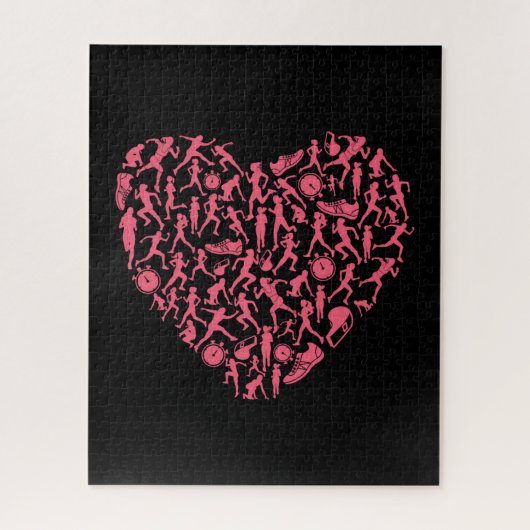 Roze draaiende Silhouette Heart - Vrouwenloper Legpuzzel (Verticaal)