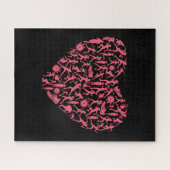 Roze draaiende Silhouette Heart - Vrouwenloper Legpuzzel (Horizontaal)