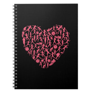 Roze draaiende Silhouette Heart - Vrouwenloper Notitieboek