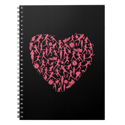 Roze draaiende Silhouette Heart - Vrouwenloper Notitieboek (Voorkant)