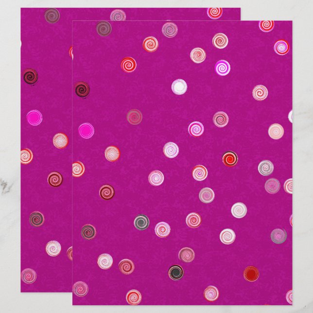 Roze Draaiende Stippen Spiraal 2-zijdig Restpapier (Voorkant / Achterkant)