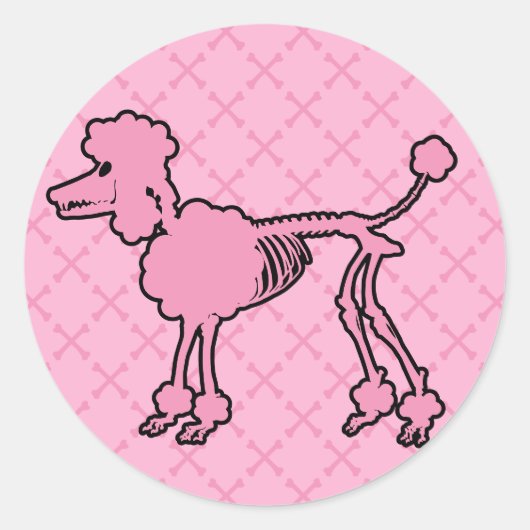 Roze draaieuwskelet ronde sticker (Voorkant)