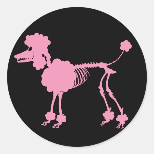 Roze draaieuwskelet ronde sticker (Voorkant)