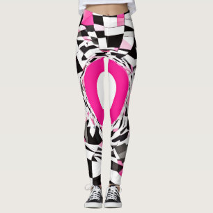 Roze Draaikolk: Een Geruit Afdaling Leggings