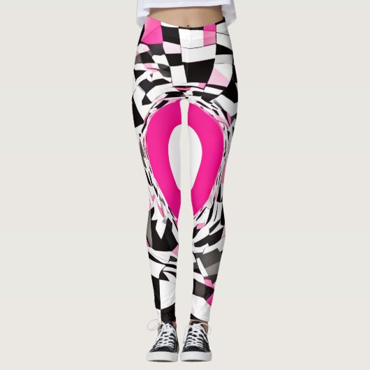 Roze Draaikolk: Een Geruit Afdaling Leggings (Voorkant)