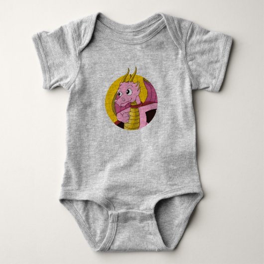 Roze draak baby cartoon romper (Voorkant)