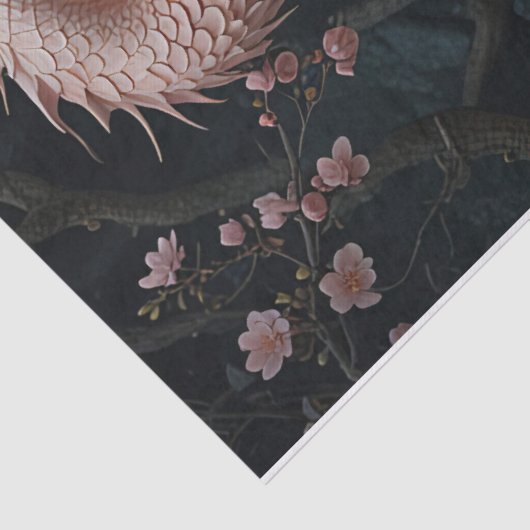 Roze Draak Bloementuin Tissuepapier (Detail)