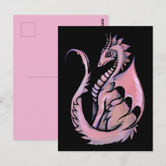Roze Draak Briefkaart (Voorkant / Achterkant)