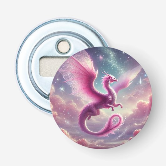 Roze draak button flesopener (Voorkant)