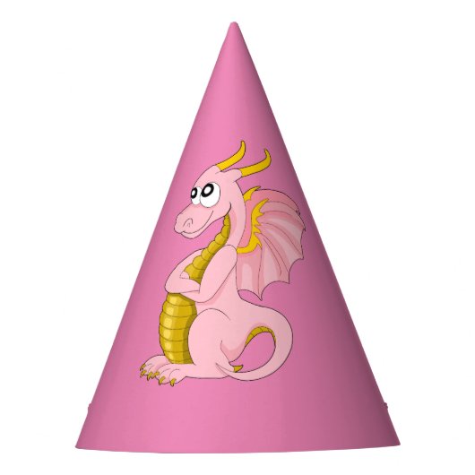 Roze draak cartoon feesthoedjes (Voorkant)