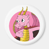 Roze draak-cartoon magneet (Voorkant)