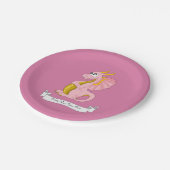 Roze draak-cartoon papieren bordje (Gekanteld)
