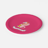 Roze draak-cartoon papieren bordje (Gekanteld)