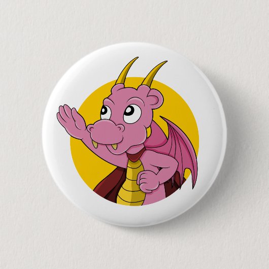 Roze draak-cartoon ronde button 5,7 cm (Voorkant)