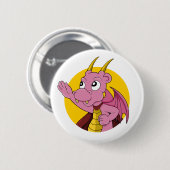 Roze draak-cartoon ronde button 5,7 cm (Voorkant /achterkant)