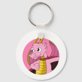 Roze draak-cartoon sleutelhanger (Voorkant)
