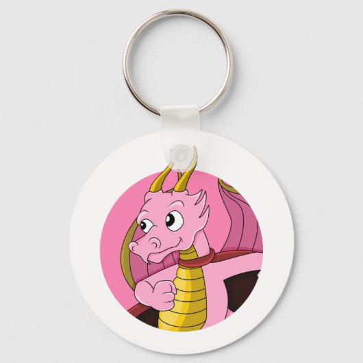 Roze draak-cartoon sleutelhanger (Voorkant)