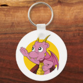 Roze draak-cartoon sleutelhanger (Voorkant)