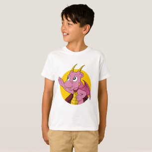 Roze draak-cartoon t-shirt
