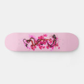 Roze draak en bloesems persoonlijk skateboard (Horizontaal)