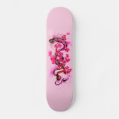 Roze draak en bloesems persoonlijk skateboard (Voorkant)