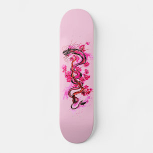 Roze draak en bloesems persoonlijk skateboard