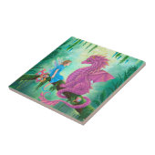 Roze draak en fee tegeltje (Zijkant)