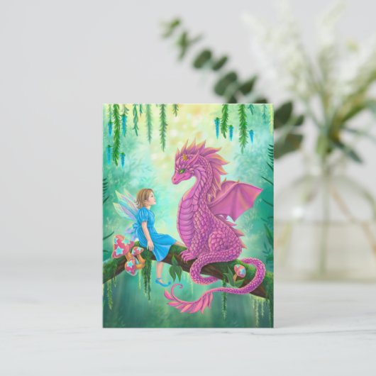 roze draak en feilloos briefkaart (Staand voorkant)