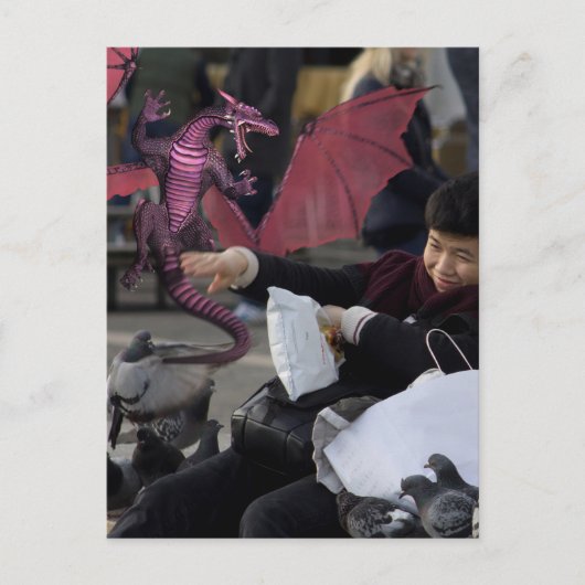 Roze draak in Venetië Briefkaart (Voorkant)