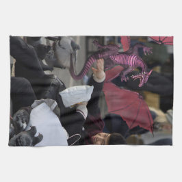 Roze draak in Venetië Theedoek