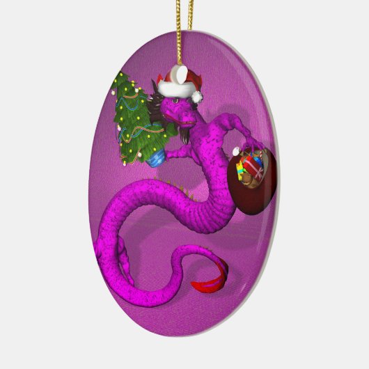 Roze draak keramisch ornament (Links)