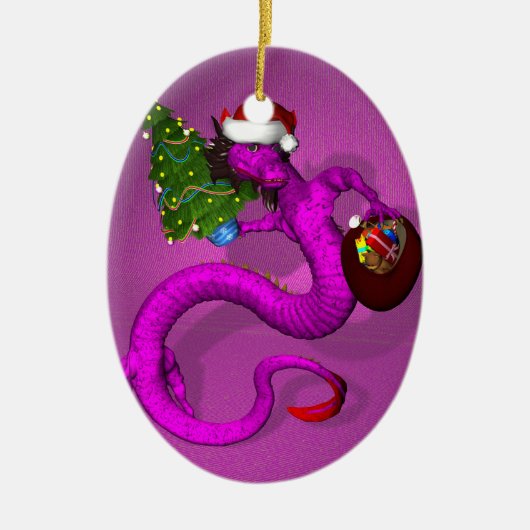 Roze draak keramisch ornament (Voorkant)