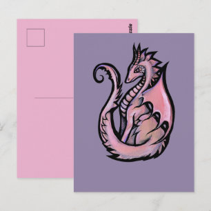 Roze Draak Kunst cute draken ontwerp geek meisje k Briefkaart